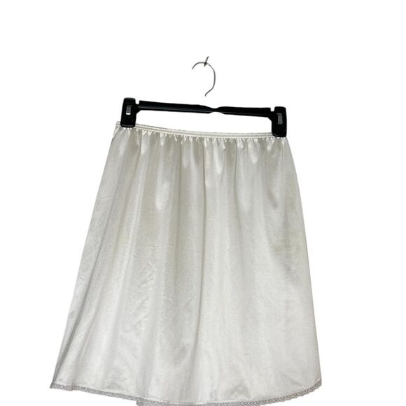 Vintage Women's Small White Short Slip Skirt with lace trim - Picture 1 of 7